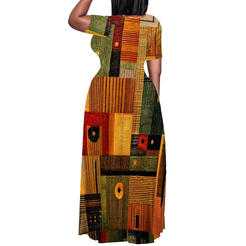 Image of PinkPatty Plus Size Maxi Dress for Women Summer Casual Short Sleeve Tshirt Dresses with Pockets (XL-6XL)