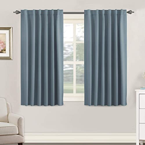 Image of H.VERSAILTEX Blackout Curtains Thermal Insulated Window Treatment Panels Room Darkening Blackout Drapes for Living Room Back Tab /Rod Pocket Bedroom Draperies, 52 x 54 Inch, Stone Blue, 2 Panels