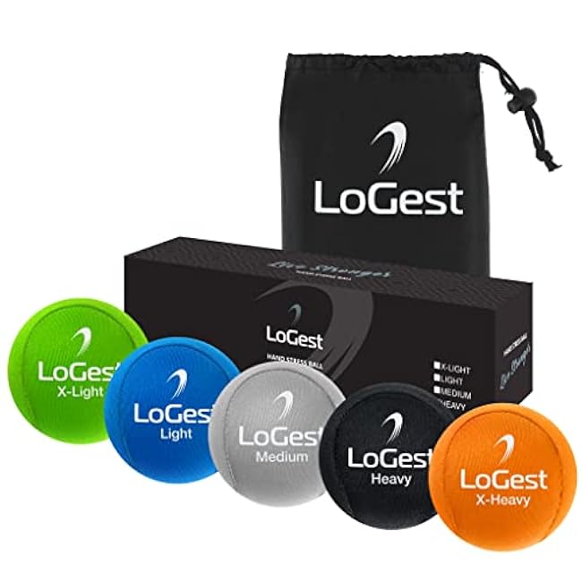 Logest Hand Stress Ball - Stress Reliever and Hand Exercise Ball - Available in 5 Levels