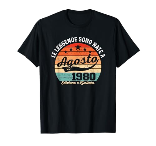 45 Anni Compleanno Uomo Donna Regalo Agosto Vintage 1980 Maglietta