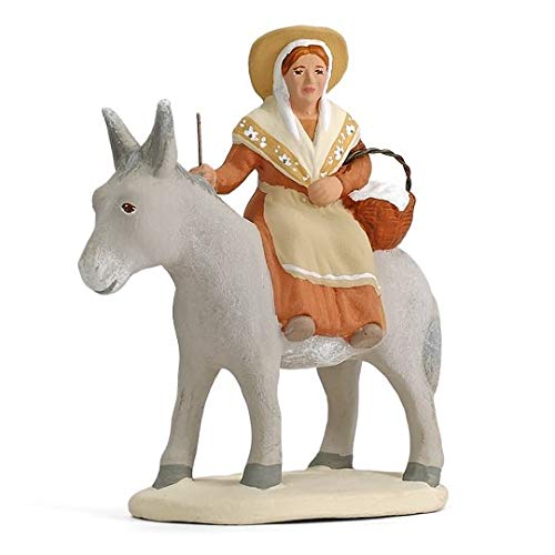 Arterra - Santons de Provence - Margarido sur l'âne - Les Blancs - Collection 7 cm