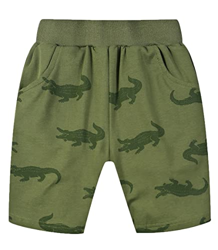 Tlaenson Toddler Boys Summer Cotton Shorts With Pocket, Baby Pull-On Casual Active Jogger Shorts 3-Pack Crocodile Dino Rocket 2-3 Years/Size 3T #TOP1