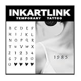 INKARTLINK Tattoo Tech, 2 Sheets Semi Permanent Tattoo, Adult Art Design Temporary Tattoos, Lasts 1-2 Weeks, Waterproof, Realistic Look, No Adhesive, No Reflection (Letters and Numbers)