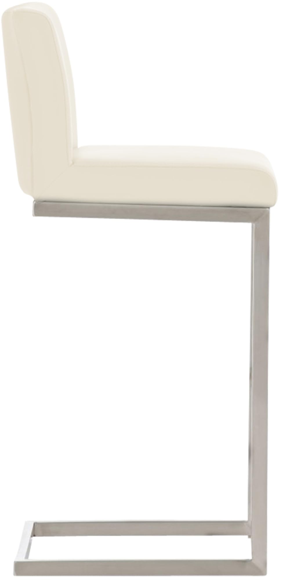 CLP 2er Set Barhocker Paros I Freischwinger Barstuhl I Kunstleder-Bezug I Edelstahl-Gestell, Farbe:Creme