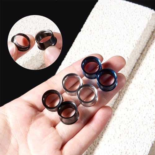 Longbeauty 6er Set/3-Farben Edelstahl Flesh Tunnel Set Schraubverschluss Ohr Expander Ohrplugs Stil B 12mm