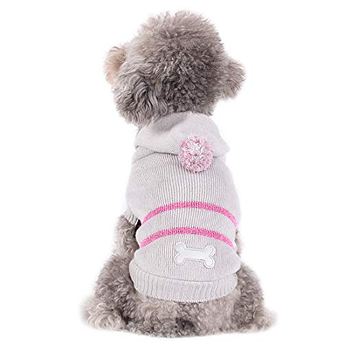 kyeese Dog Sweaters Reflective Snowflake with Leash Hole Grey Dog Hoodie Sweater Knitwear Warm Puppy Sweater Cat Sweater