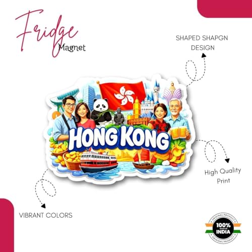 Image of Apna Gift Country Theme Wooden Fridge Magnet for Refrigerator | India Printed Decorative Magnet for Home Kitchen Decor | Travel Souvenir Gift Fridge Decoration Item | Wooden Magnet (Hong Kong)