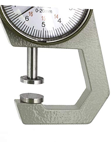 Calibrador de espesores con esfera redonda, rango de medición 0-20 mm, precisión 0,1 mm, material metal y plástico, incluye estuche de plástico rojo miniatura 4