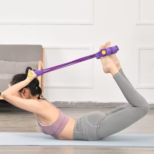 6-Tube Pedal Puller Resistance Band Multifunction Elastic Tension Rope for Full Body Workout Fitness Bands Strength Training Yoga Stretching Slimming Home Gym Exercise Equipment - 4