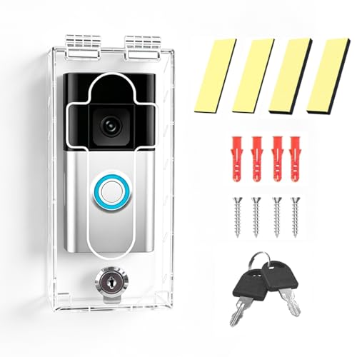 Image of Outdoor Anti-Theft Doorbell Lock Box for Ring, Clear Acrylic Slip-On Cover