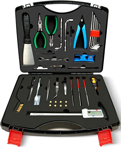 Glowy Life 3D Printer Accessories - 50-Pc. 3D Print Accessories For Filament Cutting, Cleaning, Finishing - 3D Printer Supplies Include 3D Printer Nozzles, Wrenches, Pliers, Needles In Storage Box #TOP30