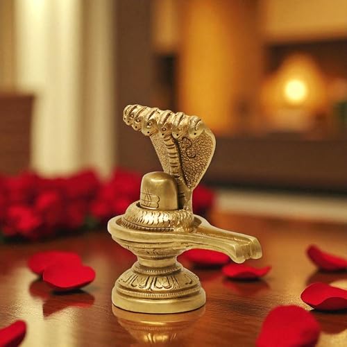 Image of SHANTI Brass Shivling for Home Puja, Shiva Lingam for Temple, Office Desk, Gift & Decor (SL3160)