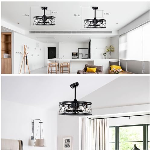 Modern Low Noise Enclosed Ceiling Fan - Matte Black, 20 Inches