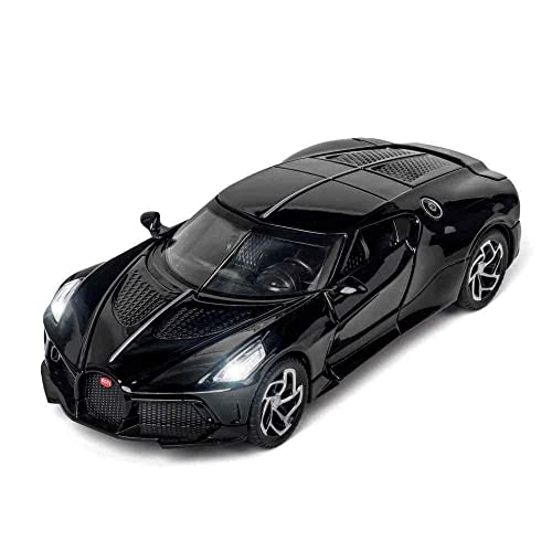 Image of Alloy Metal Pull Back Die-cast Car 1:32 Bugatti LA Voiture Noire Diecast Metal Pullback Toy car with Openable Doors & Light, Music Boys Gifts Toys for Kids【 Black 】