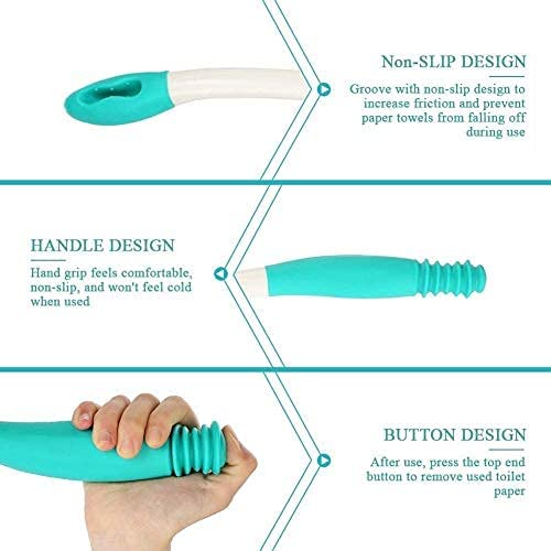 Ausili per la Pulizia della Toilette, Manico Lungo Self Wipe Bottom Wiper Strumento Assistenza per la Pulizia Del Bagno, Long Handle Tergicristallo Porta Carta Igienica Impugnatura Automatica