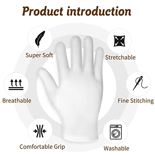 Sibba 2 Pairs Moisturizing Gloves White Cotton Gloves Overnight Bedtime Heal Eczema Sleeping Lotion Hand Spa Treatment Gloves Repair Rough Cracked Dry Chapped Hands Skin #TOP3