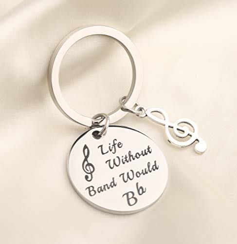 Bekech Music Gifts Life Without Band Would B Flat Keychain With Musical Note Charm Treble Clef Jewelry Gift For Musician Music Teacher Music Lover (Silver) #TOP3