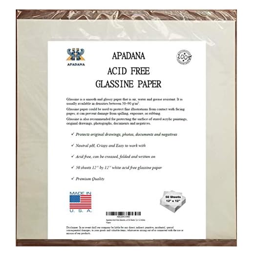 Apadana Acid Free Glassine Paper 50 Sheets 12 x 12 Inches