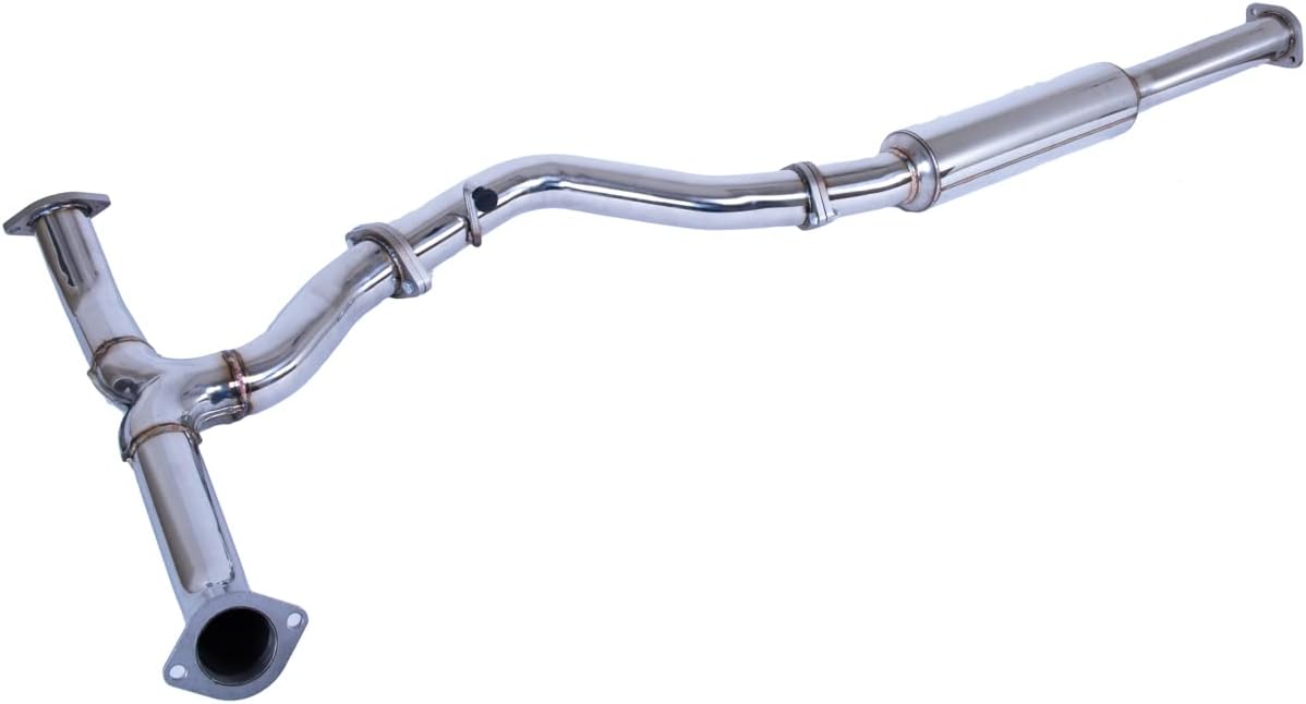 Replacement For 2015-2021 Subaru WRX STi T304 STAINLESS STEEL POLISHED SILVER Resonated MidPipe Kit