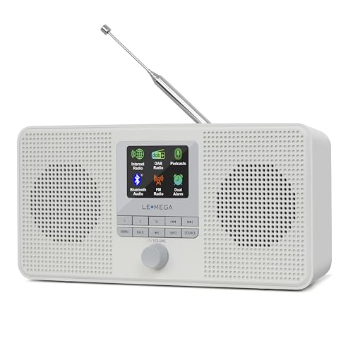 Radio Internet Estéreo WiFi LEMEGA IR4S,Radio Digital Portátil Dab+/FM,Spotify Connect,Bluetooth,Reloj con Doble Alarma,60 Presintonías,Salida para Auriculares,Alimentación por Pilas o Red Eléctrica