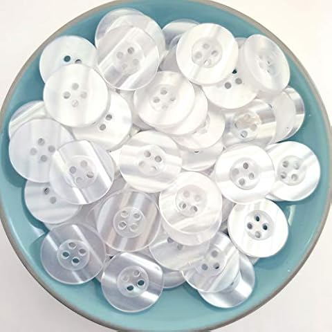 MajorCrafts® 40pcs 18mm Clear White Pearlescent 4 Holes Round Resin Sewing Buttons Arts and Crafts Embellishments Cover