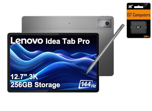 Lenovo Idea Tab Pro AI Android Tablet, 12.7' 3K QHD 144Hz Touchscreen, MediaTek Dimensity 8300, 128GB Storage + 128GB SD Card, Tab Pen Plus, 11-Hr Long Battery Life, Lightweight for Student & Gaming