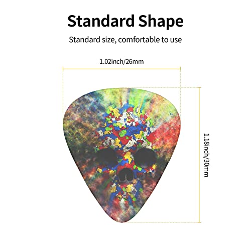 Lot de 12 médiators colorés en forme de tête de mort avec particules de poussière 3D pour guitare électrique, basse, acoustique, cadeau idéal pour les amateurs de guitare - Les Beatles, Paul McCartney, John Lennon, RIngo Starr, George Harrison Lot de 12 médiators colorés en forme de tête de mort avec particules de poussière 3D pour guitare électrique, basse, acoustique, cadeau idéal pour les amateurs de guitare – Image 6