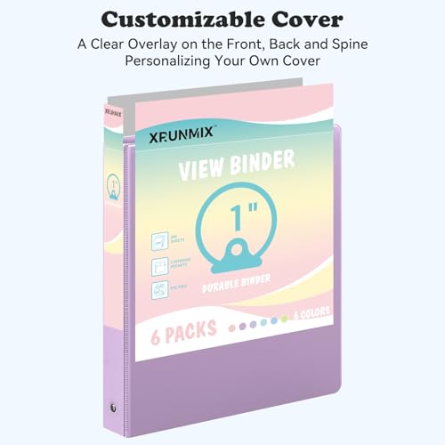1-inch 3-ring binder with pockets basic binders 13939 pastel color binders holds letter size 853939 x 113939200 sheet capacity bundle 6 pack for back to school 1-inch