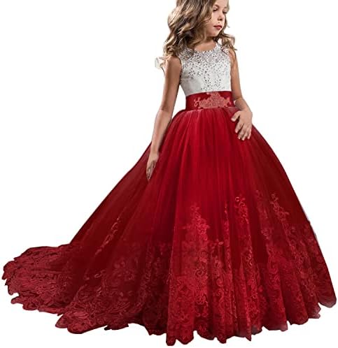 TTYAOVO Girls Embroidery Princess Dress Long Tail Prom Gowns