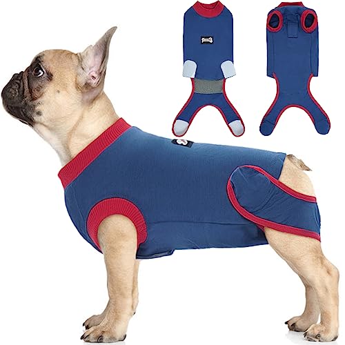 Image of IDOMIK Dog Recovery Suit for Neuter Spay,Anti-Licking Dog Surgical Bodysuit | Soft Dog Recovery Onesie Protects Abdominal Wounds, Easy to Wear, Easy Potty Breaks, E-Collar Cone Alternative,Navy,M