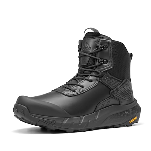 NORTIV8 Botas Militares Ligeras Hombre Botas Tácticas de Seguridad Impermeables Botas Transpirable de Combate Policiales Antideslizantes,Size 42,Negro,SNMT246M