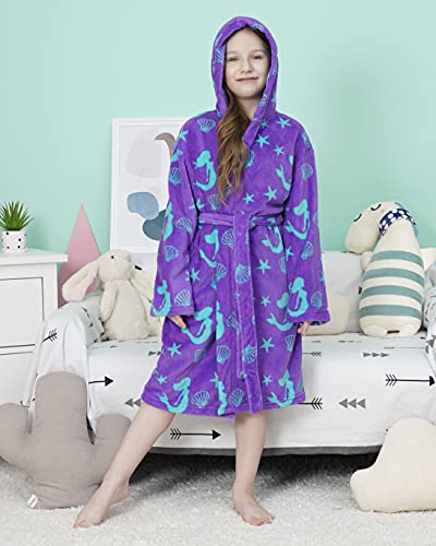 Arctic Paw Kids Girls Children Soft Hooded Bath Cover Up,Green Mermaid-Purple,Xl(Ages 10-12) #TOP2
