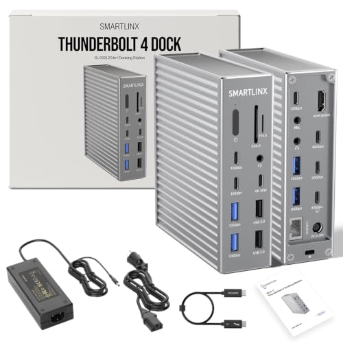 Image of Thunderbolt 4 Dock - 21-Ports Laptop Docking Station Dual Monitor for MacBook Air /Pro (M1-M4), Windows & Chrome - Dual 4K or Single 8K Display, 40Gbps Speed, 90W Charging, USB-C /A Hub