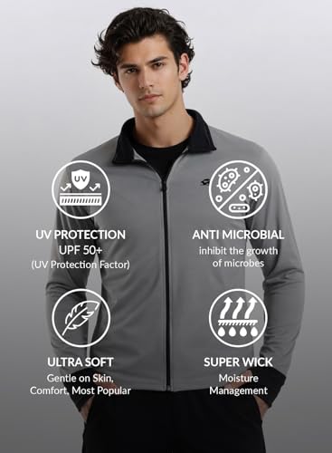 Image of ADRO Sunscreen Jacket for Men UV Sun Advanced Protection Running Jackets For Mens Biker Jackets with Zipper Sports jacket for men