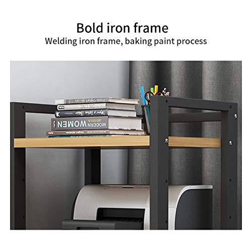Natwind 3-Tier Floor-Standing Printer Stand with Wheels Host Stand Home Office Storage Shelf Document Organizer Table Large Size Multi-Purpose Shelf for Office(Black)