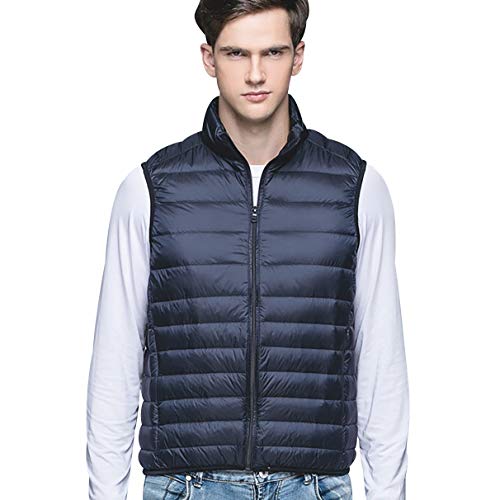 Image of Packable Down Gilet Men Lightweight Ultra Light Down Vest Padded Body Warmer Mens Quilted Gilet Puffer Gilets Sleeveless Puffer Jacket Men Puffa Vest Navy L