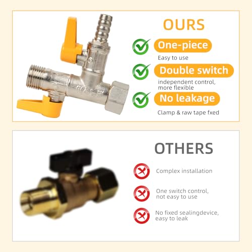 Image of Brass RV Pump Converter Winterizing Part, - RV 3-Way by-Pass RV Winterizing Kit, Design with 59 inch Hose 4 Clamps, (1 /2 inchNPT) Double Shut-off Water System Antifreeze Pump Converter Valve Replacement Kit