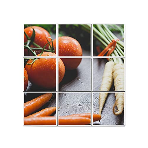 Carreaux céramique décoratif pour personnaliser un mur blanc avec un motif légumes sains