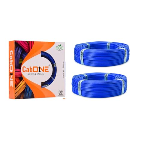 Image of CabONE 1.0 SQ.MM FR PVC Insulated Copper Electrical Wire, 90 Meter (Blue, Pack of 2) | ISI Marked Fire Retardant Single Core Cable for Home Wiring