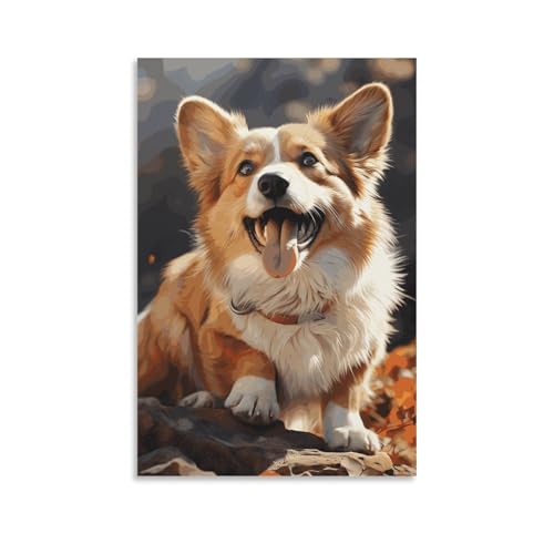 Impression sur toile de corgi mignon art mural moderne pour deco maison