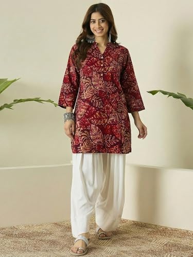 Image of ANNI Designer Co-ord Set Women Viscose Printed | Kurti Set Woman | Farshi Salwar 2 Piece Outfit | Mandarin Collar 3 /4 Sleeve Regular Fit Ethnic Wear Ladies Dress Stylish Traditional Clothing