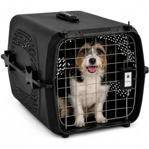 Image of Foodie Puppies Imported Plastic Pet Travel Carrier Cage (58 x 37 x 37 cm, Medium) for Small to Medium Dogs, Cats, Puppies & Small Animals | Portable Transporter Box with Metal Door & Spring Lock