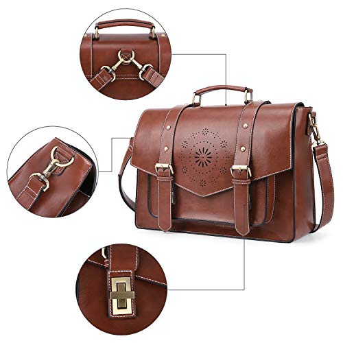 ECOSUSI Women Briefcase 14" Laptop PU Leather Bag Ladies Messenger Bag School Satchel Shoulder Bag