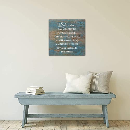 Countryside Wood Sign Plaque Life Is Short Break The Rules Forgive Quickly Decorative Wood Door Hanger Plaque Door Hanger Plaque Country Wood Family Sign For Living Room Dining Room Wall Hanging Decor #TOP5