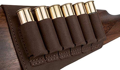 Bronzedog Buttstock Ammo Holder Shotgun Shell Pouch 12 (16) Ga 7.62 Cal Adjustable Rifle Stock Cartridge Hunting Accessories (Brown) #TOP5