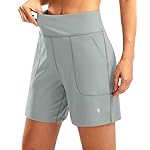 SANTINY Women's 6'' Athletic Long Shorts with 4 Pockets High Waisted Bermuda Shorts for Women Walking Running Casual
