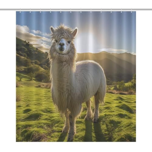 Rideau de douche alpaga tissu polyester imperméable lavable machine pour baignoire angle 168x183