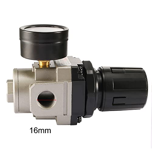Sourcingmap AR3000-03 Pneumatic Air Source Treatment Pressure Regulator G 3/8, Black, Gray, 12.8 x 50 x 50mm / 5'' x 1.97'' x 1.97'' - Image 2