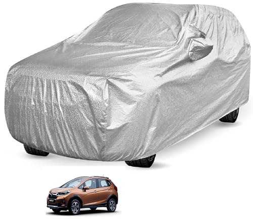 Image of Auto Hub Waterproof Car Cover Compatible with Wr-V with Mirror Pocket, Soft Cotton Lining, Waterproof Wr-V Car Cover- Metallic Silver
