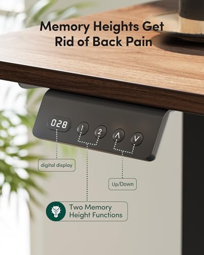Image of FEZIBO L-Shaped Electric Standing Desk, 63 x 48 Inches Height Adjustable, Reversible Tabletop, Corner Desk with Drawers, Ergonomic Computer Table, Black Walnut Top